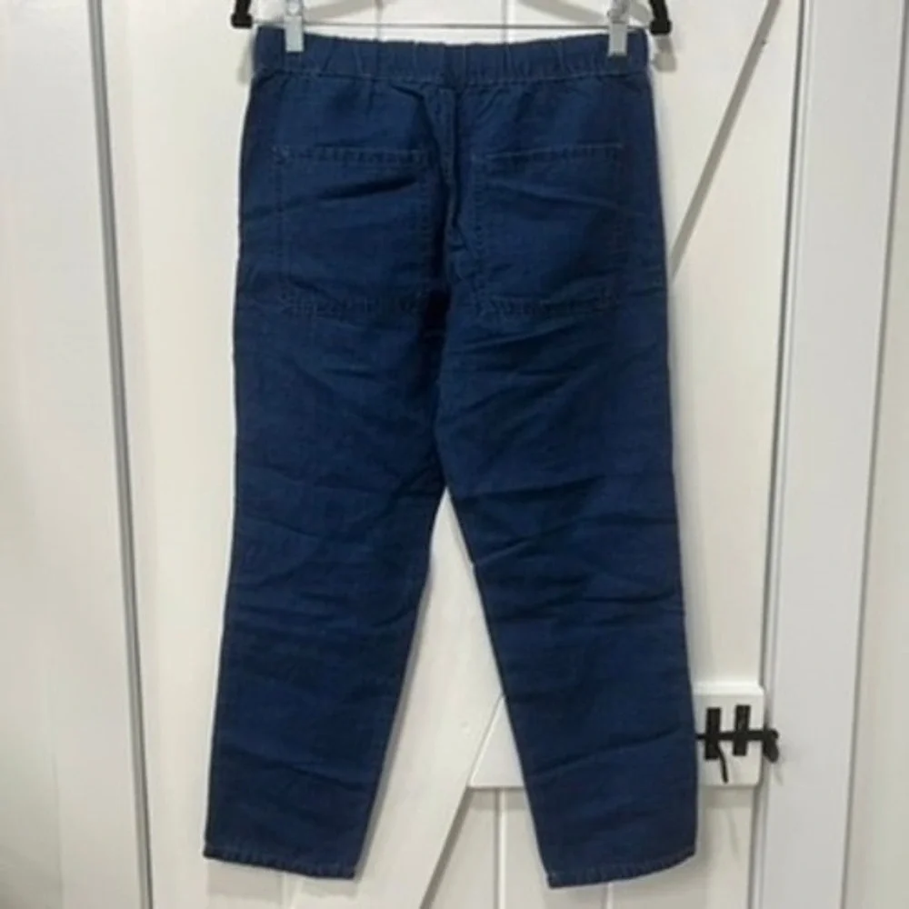 Banana Republic Womens Pants XS NWT $89.50 Dark Blue Linen Tapered Relaxed